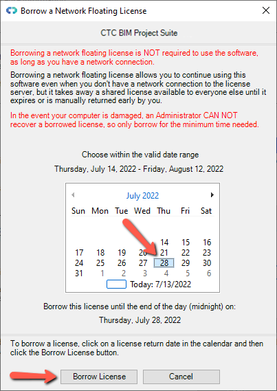 Selecting Dates to Borrow